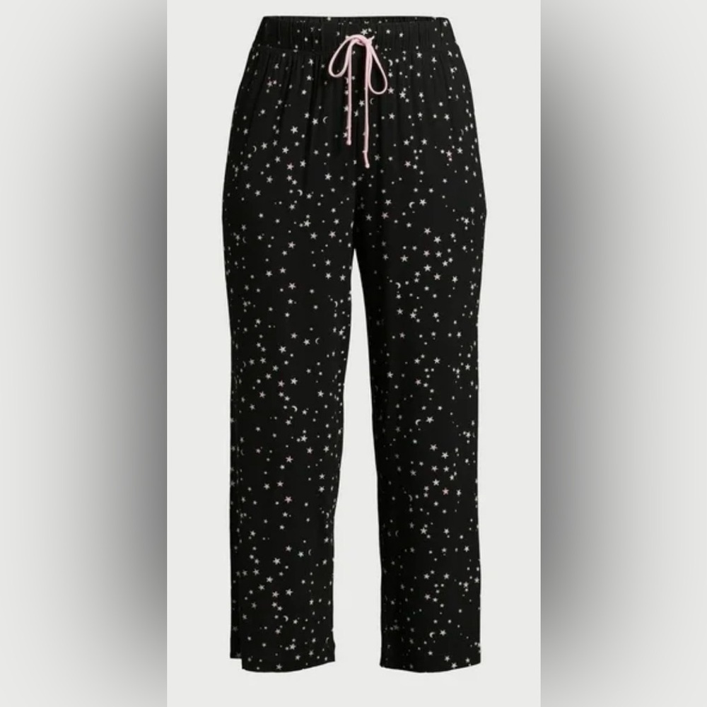 JOYSPUN Women’s Brushed Star Hacci Knit Cropped Sleep Joggers Size 22 - 24 W